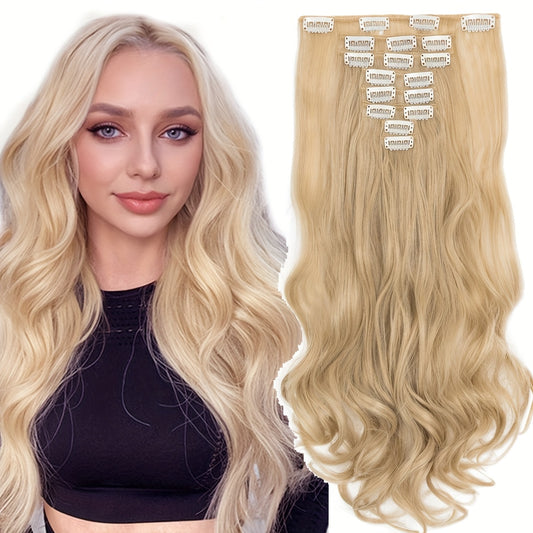43.18 cm 8pcs 18 Clips Hair Extensions Clip Ins, Curly Synthetic Clip In Hair Extensions