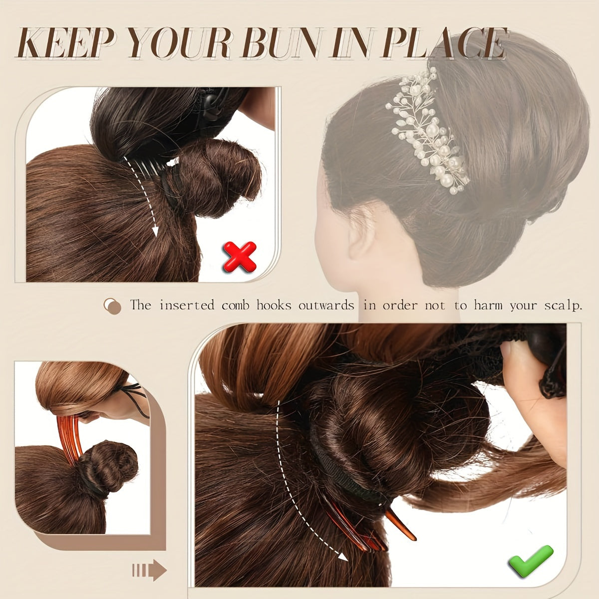 Detachable Long Comb Clip Style Bun Ponytail Drawstring Ponytail Hair Extensions Bun Wig Women's Short Ponytail Bun Halloween