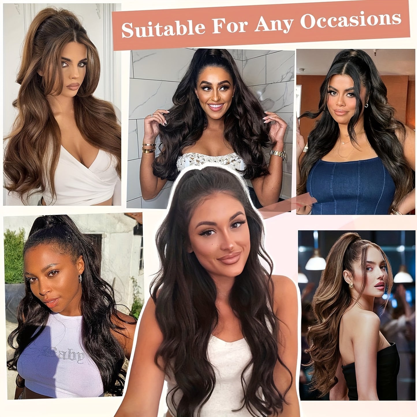 Ponytail Extension Clip, 18-Inch Wavy Ponytail Clip-On Long Hair Accessory, Natural Wavy Ponytail Hairpiece, Suitable for All Seasons, Perfect for Christmas and Various Festivals, Ideal for Daily Use, Women and Girls