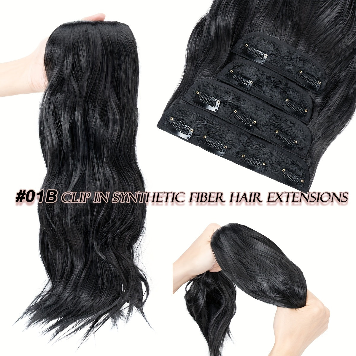 Clip In Hair Extensions Synthetic Fiber Hair, 55.88 cm 185g 4pcs 11clips Clip In Synthetic Hair Coloured Remy Long Kinky Curly Natural Soft Hairpieces For Women, Use For Daily Party, Wedding, Outgoing To Add Volumn To Show Your Beauty