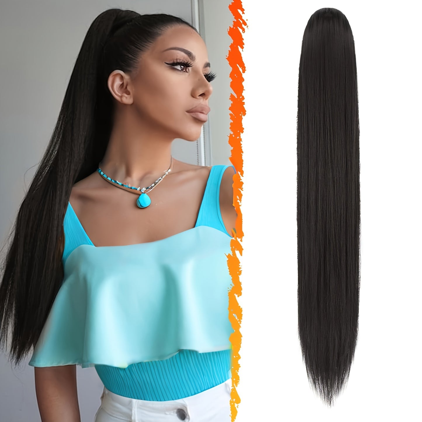 BARSDAR 66.04cm Straight Brown Clip-In Ponytail Hair Extensions - Heat-Resistant Synthetic Fiber Ponytail with Multi-Layered Hair Tail & Drawstring Closure, Natural-Looking Volume & Shine for Women, Daily Use & Special Events (No Maintenance Required)